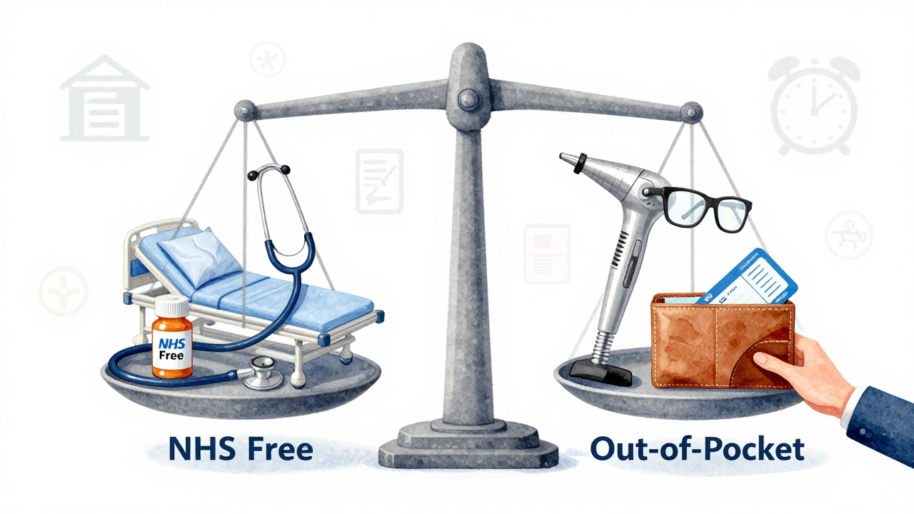 Scale balancing free NHS services against out-of-pocket healthcare costs