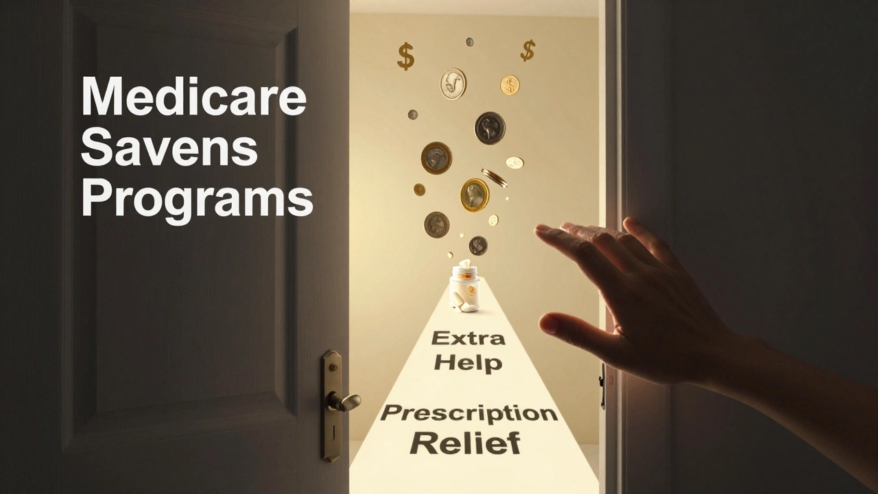 A hand reaching from financial hardship toward a glowing path of prescription assistance.