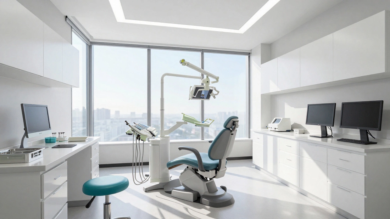 Empty modern dental surgery room with medical equipment