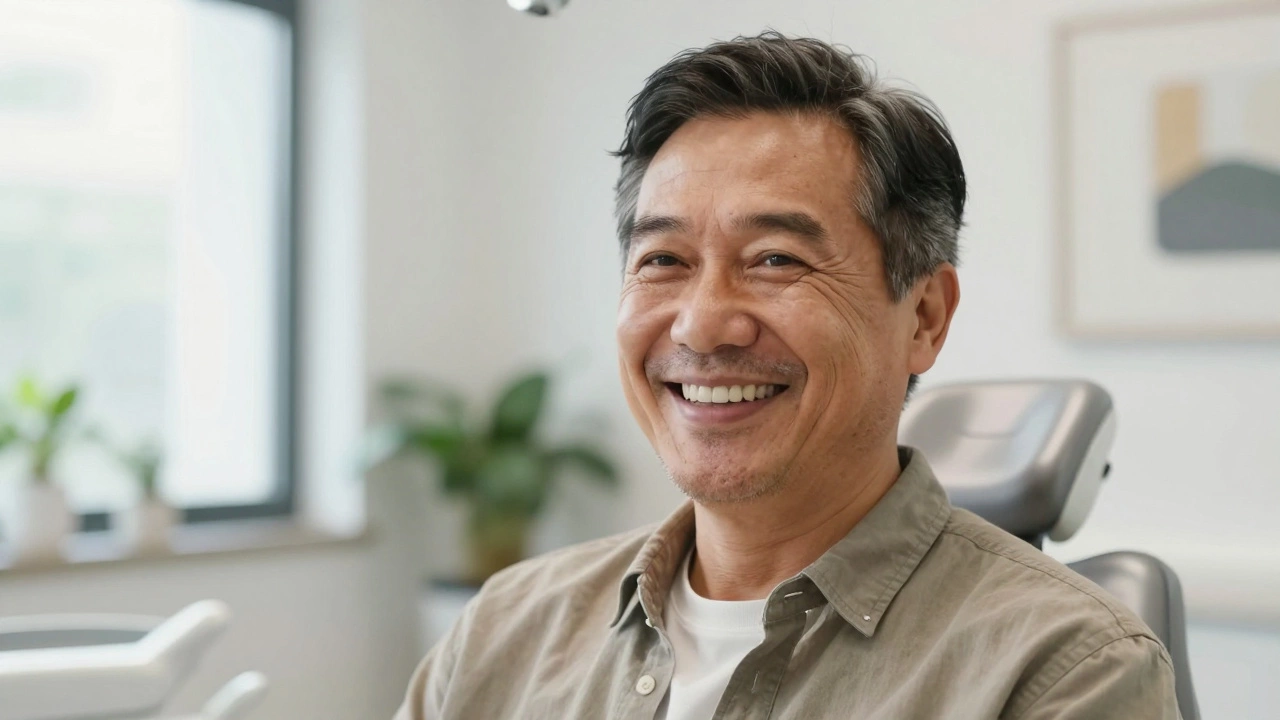 Smiling patient portrait in a bright modern clinic setting