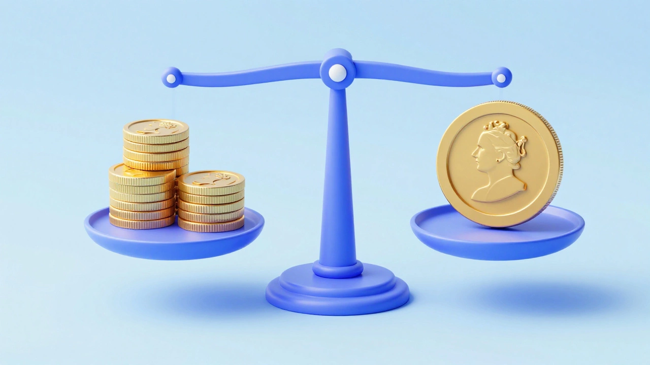 3D balance scale showing the trade-off between monthly insurance premiums and policy excess.