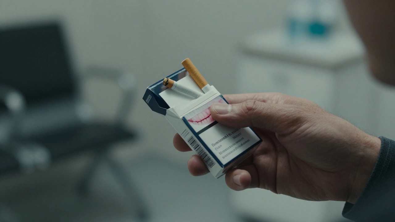 Close-up of cigarette pack symbolizing smoking risks for dental implants