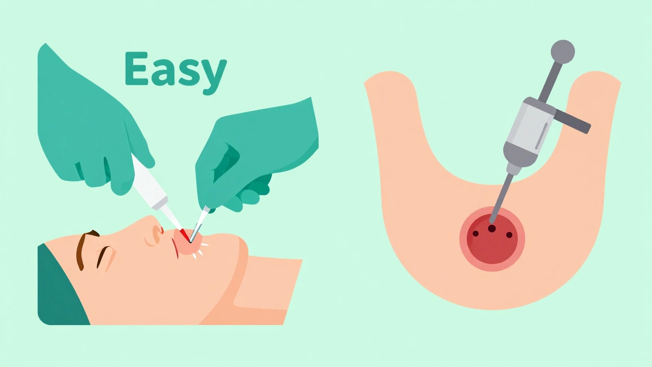 Illustration of skin lesion removal and laparoscopic hernia repair, highlighting minor surgery options.