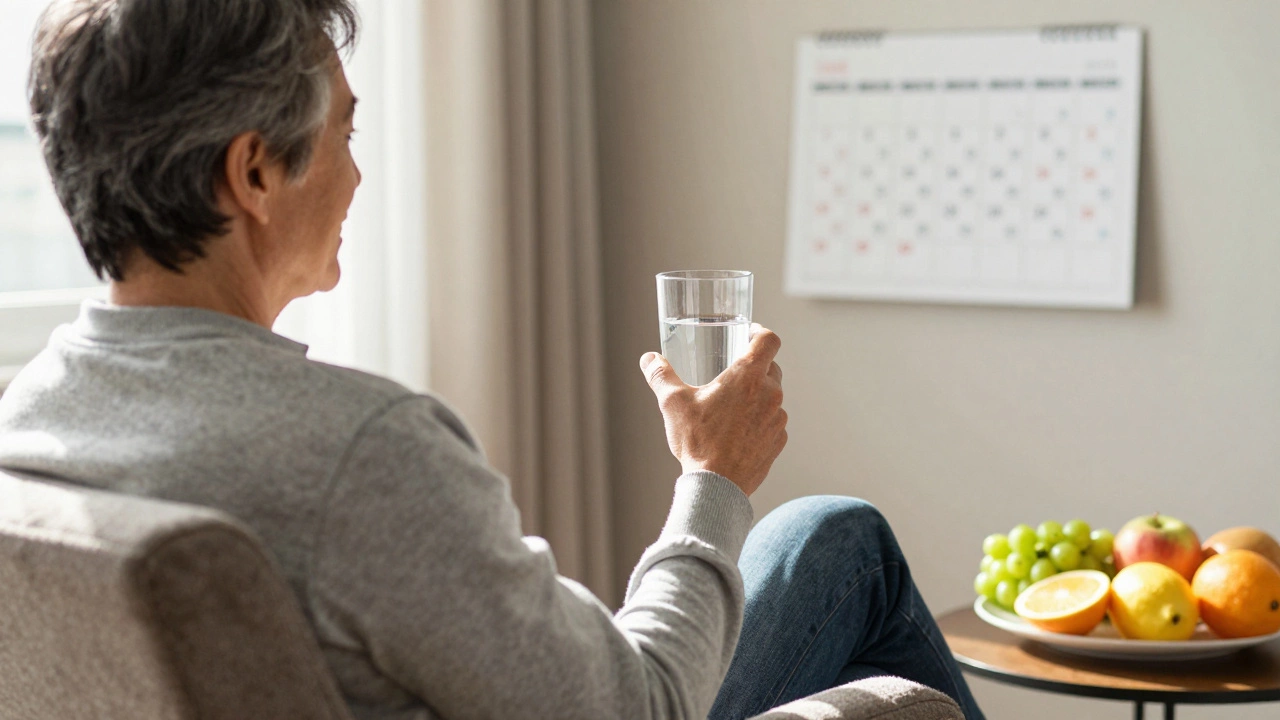 Person resting at home with healthy food, symbolizing recovery planning