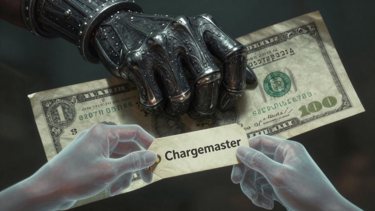 Surreal art showing disparity between insured and uninsured bills