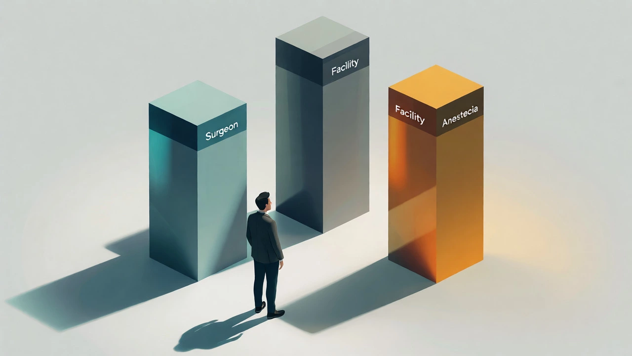 Abstract 3D illustration of surgical cost components