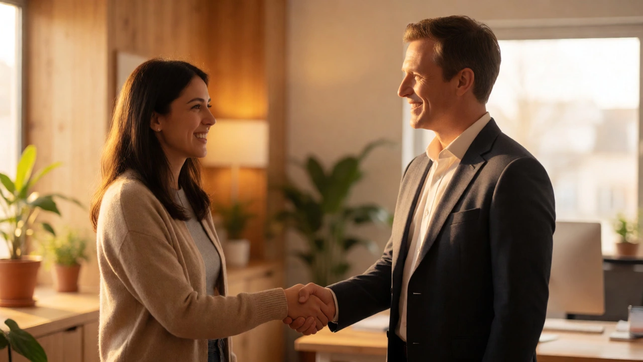 Patient and specialist shaking hands after successfully negotiating surgery fees