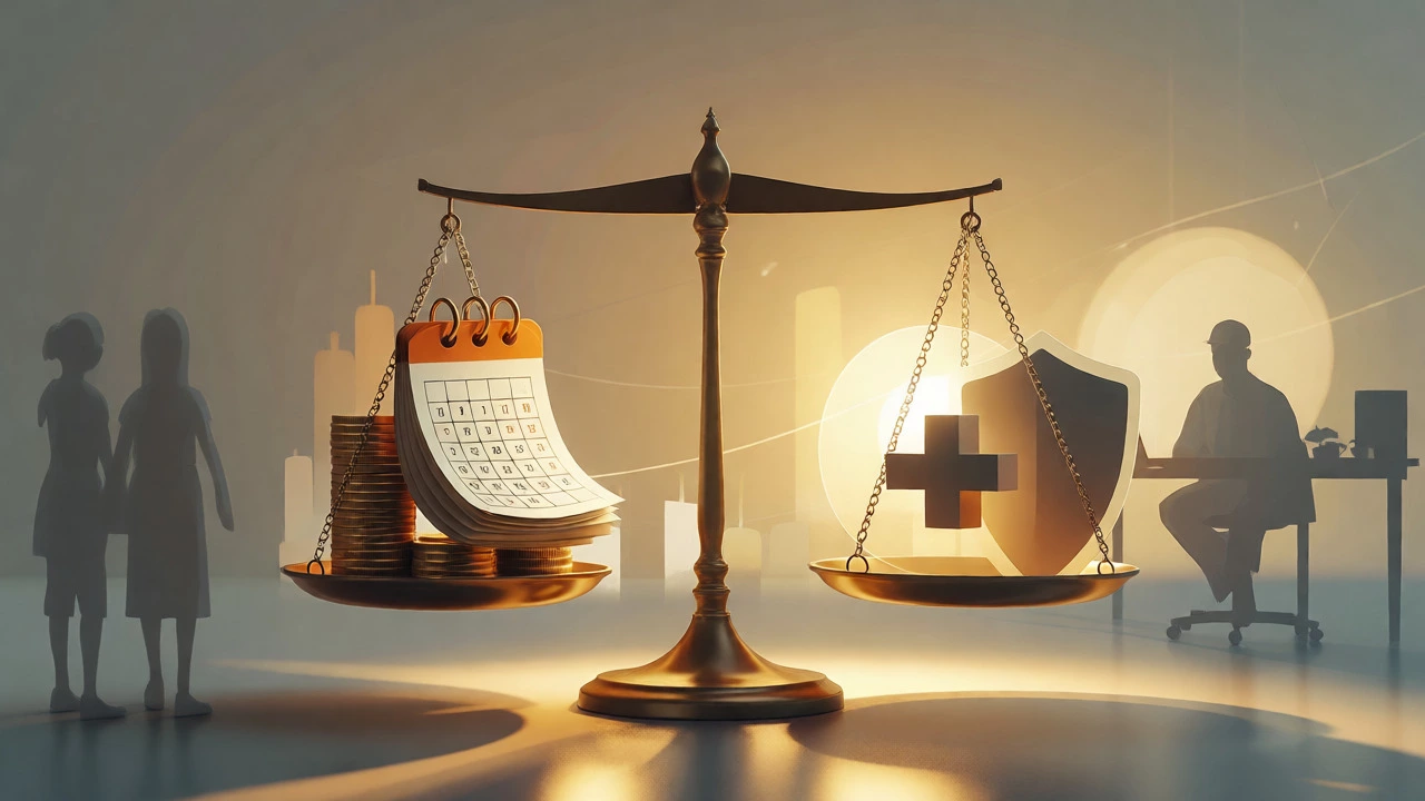 Scales balancing money and health cover