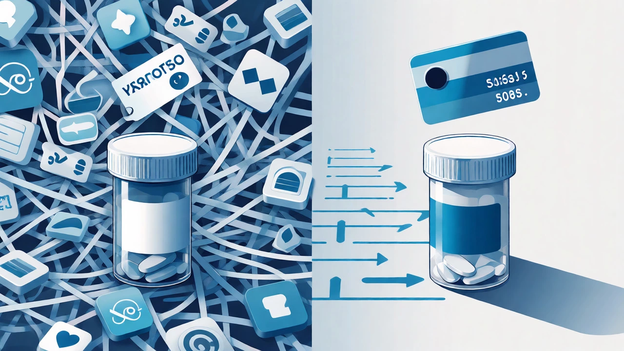 Conceptual art comparing app chaos vs insurance simplicity