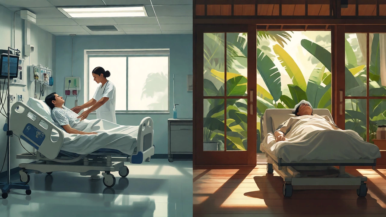 Contrasting recovery scenes in Mexican and Thai clinics